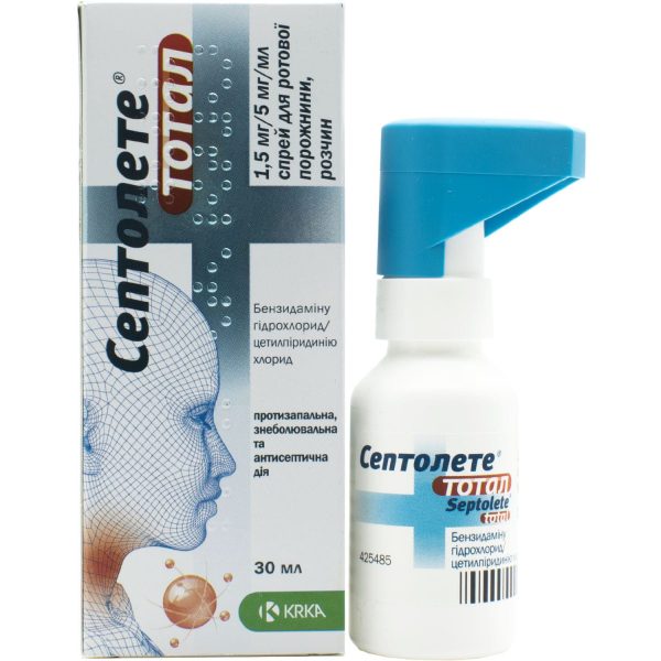 Septolete Total spray for the oral cavity in a bottle with a spray bottle of 30 ml
