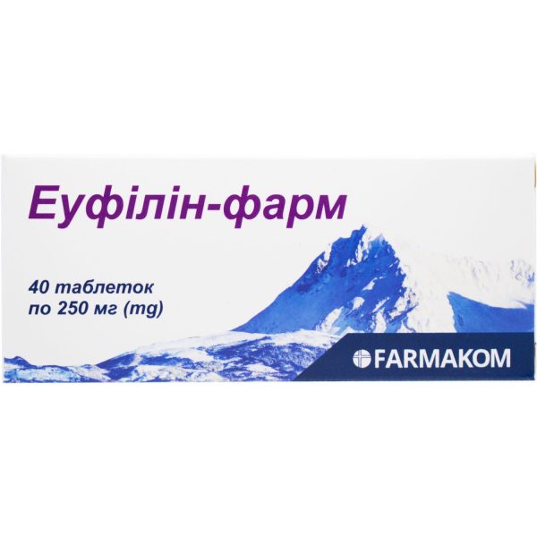 Tablets for relieving attacks of bronchial and cardiac asthma Euphyllinum Farm 40 pcs