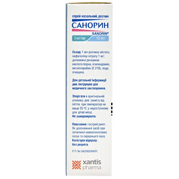 Sanorin spray nasal solution 1 mg/ml bottle 10 ml