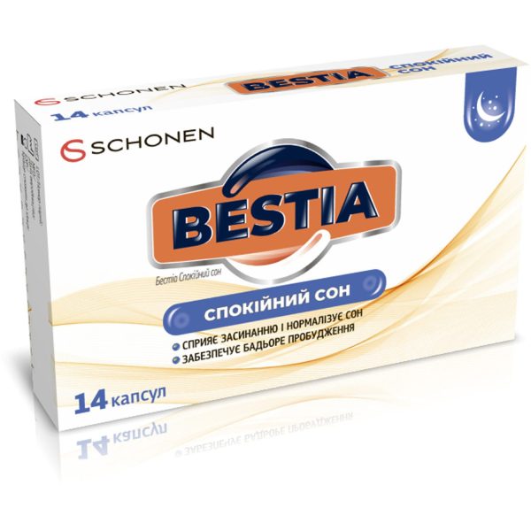 BESTIA peaceful sleep capsules for normalizing sleep, pack of 14 pcs
