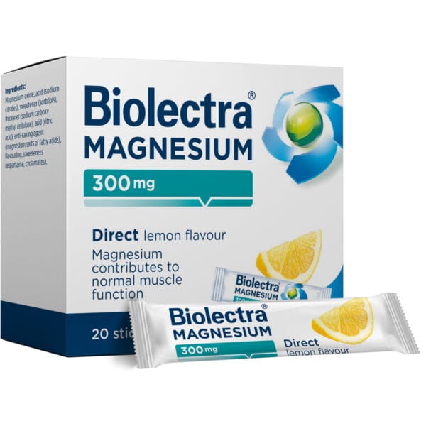 Biolectra Magnesium Direct with lemon flavor in bags of 20 pcs.