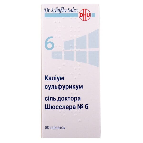 Potassium sulfuricum salt Dr. Schussler No. 6 tablets in a bottle 80 pcs