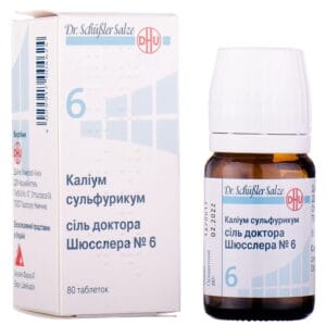 Potassium sulfuricum salt Dr. Schussler No. 6 tablets in a bottle 80 pcs