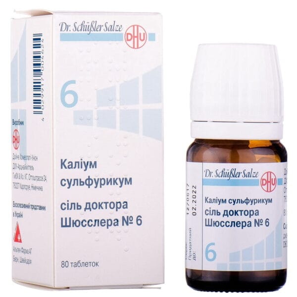 Potassium sulfuricum salt Dr. Schussler No. 6 tablets in a bottle 80 pcs