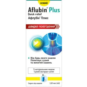 Aflubin Plus Quick Relief cough syrup bottle 120 ml