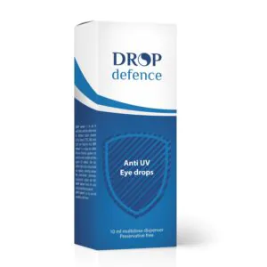 Drop Defence anti-UV eye drops for protection against ultraviolet and blue light, 10 ml bottle