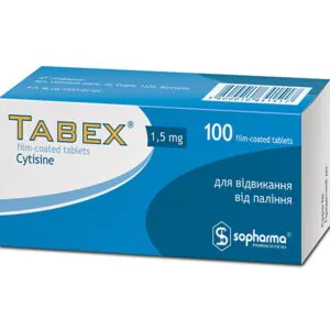 Tabex film-coated tablets 1.5 mg 5 blisters of 20 pcs.