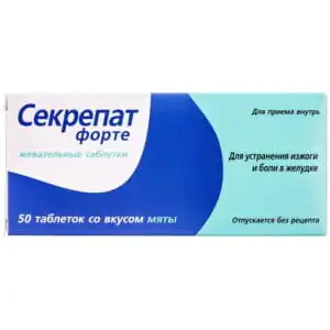 Secrepat Forte chewable tablets with mint flavor 5 blisters of 10 pcs.
