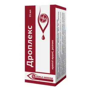 Dropleks ear drops solution in a polymer dropper bottle 15 ml